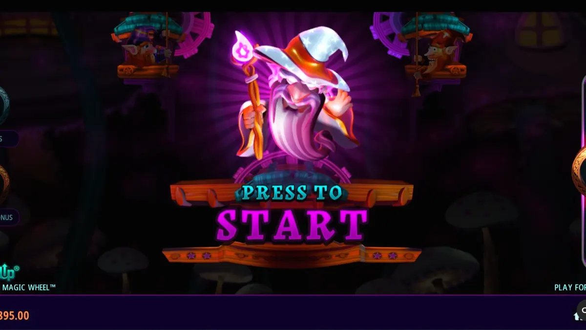 Tampilan visual slot Fire Gnomes 2 Magic Wheel dengan tema jamur dan gnome
