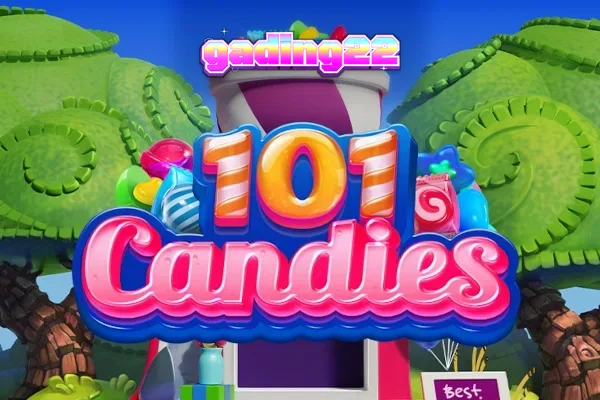 Tampilan visual permainan slot 101 Candies dengan tema permen warna-warni